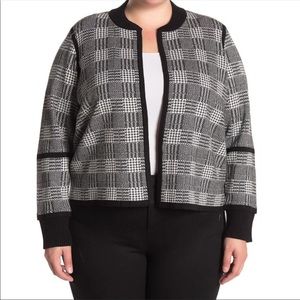 VINCE CAMUTO Plaid Jacquard Open Cardigan